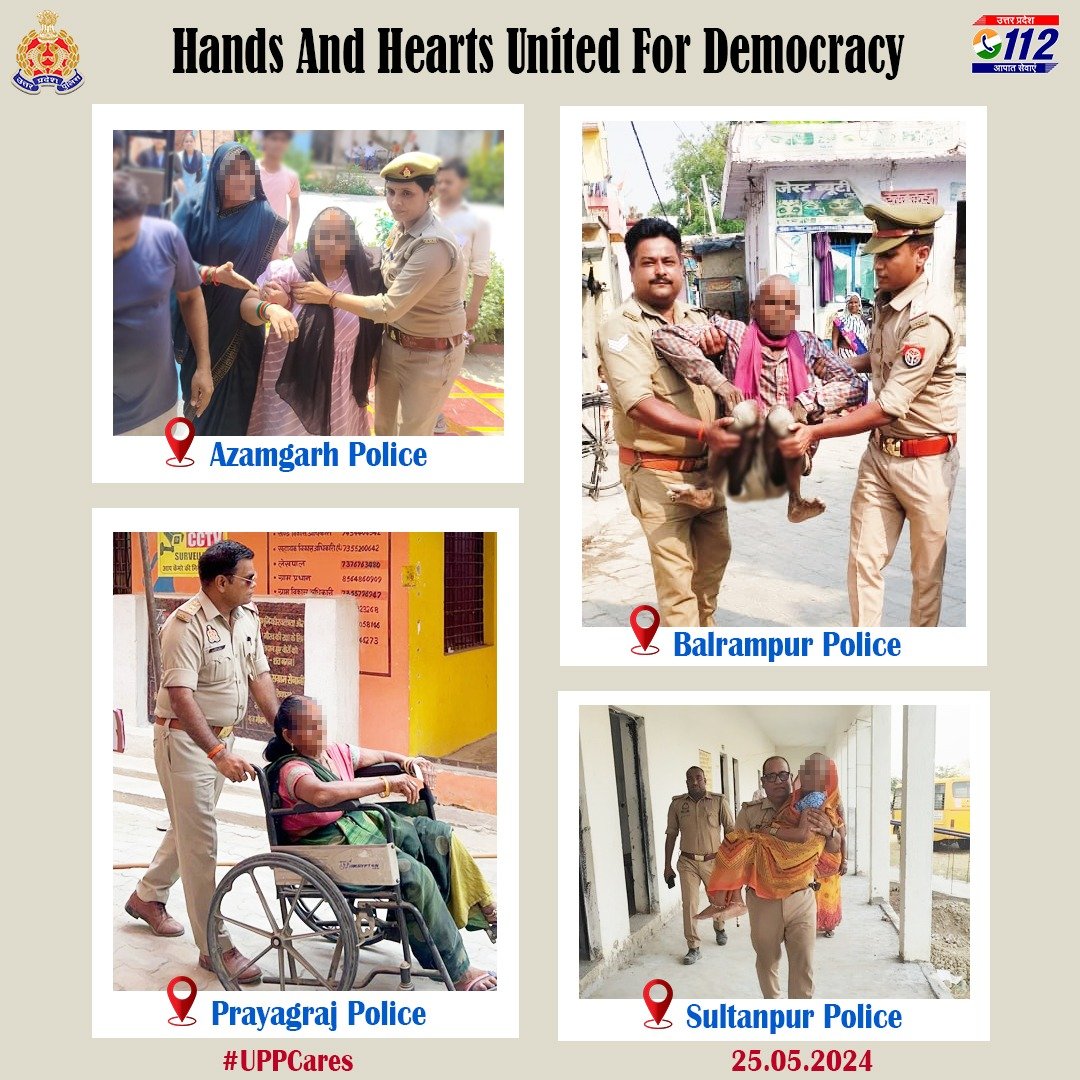 This is what true service looks like! 

Compassionate gestures by UP police officers during the sixth phase of #LoksabhaElections2024, ensuring that even the most vulnerable citizens can participate in our democracy. 

@ECISVEEP

 #UPPCares #ChunavKaParv #DeshKaGarv