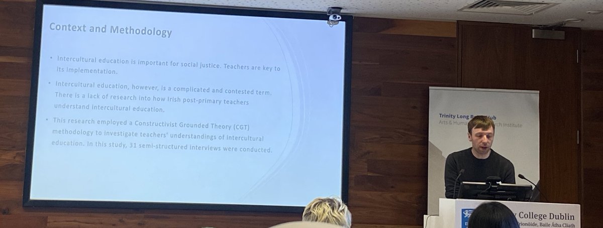 Great to hear @GregHarrisPhD presenting his incredibly impactful research on Post Primary School Teachers’ understandings of Intercultural Education at @SchoolofEdTCD PGR Conference