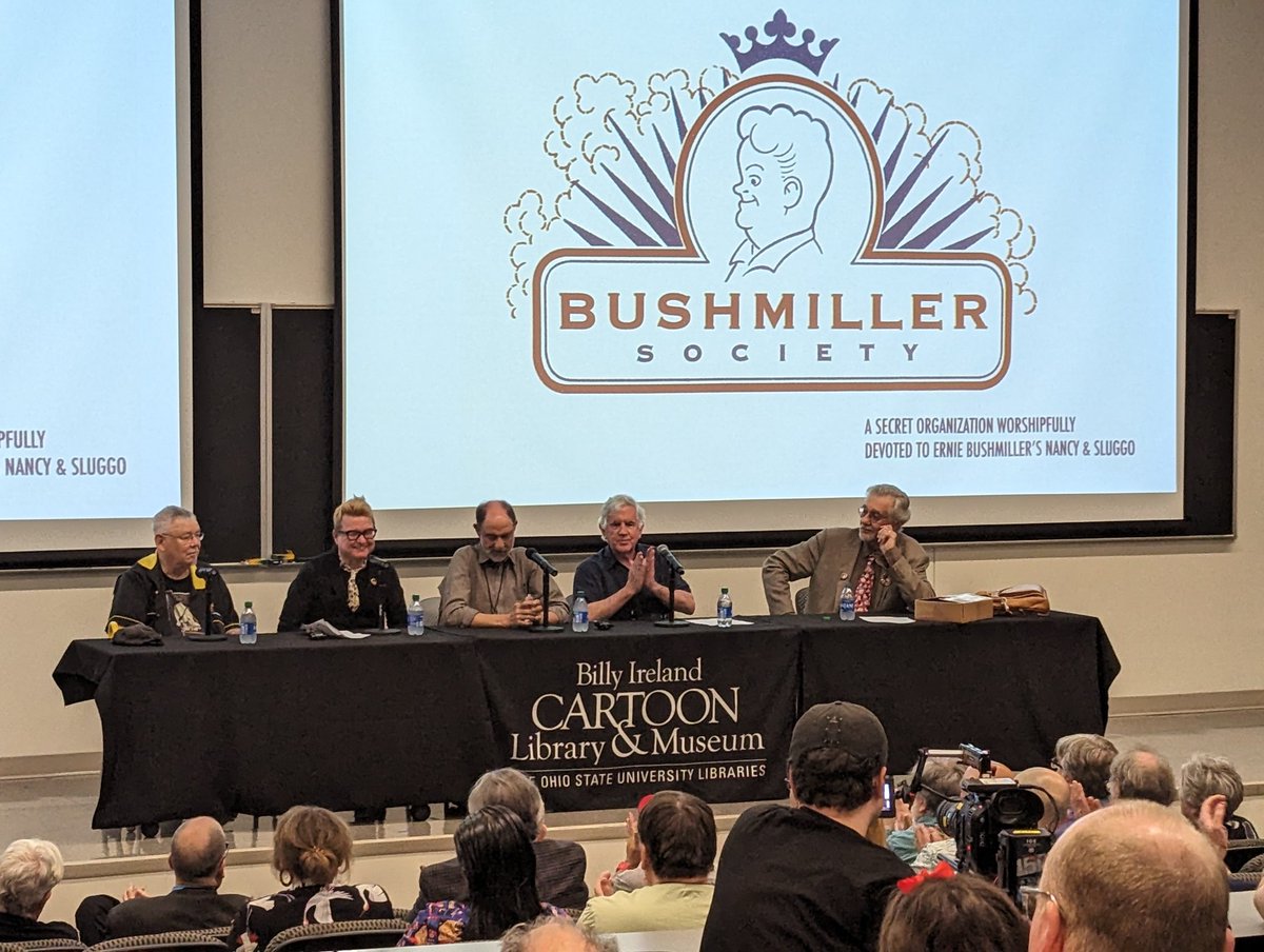 ben_towle's tweet photo. First official meeting of the Ernie Bushmiller Society at #NancyFest day 2. https://t.co/vb2RXxlYuP