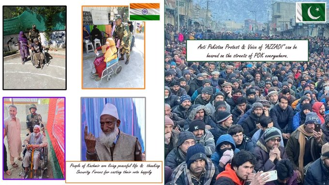 The difference is here where #Kashmir is moving towards development, progress & known for its beauty. On the other hand people of #POK is struggling for basic rights like electricity, food, etc. 
We always thankful to our Indian Security Forces to maintain peace & always being