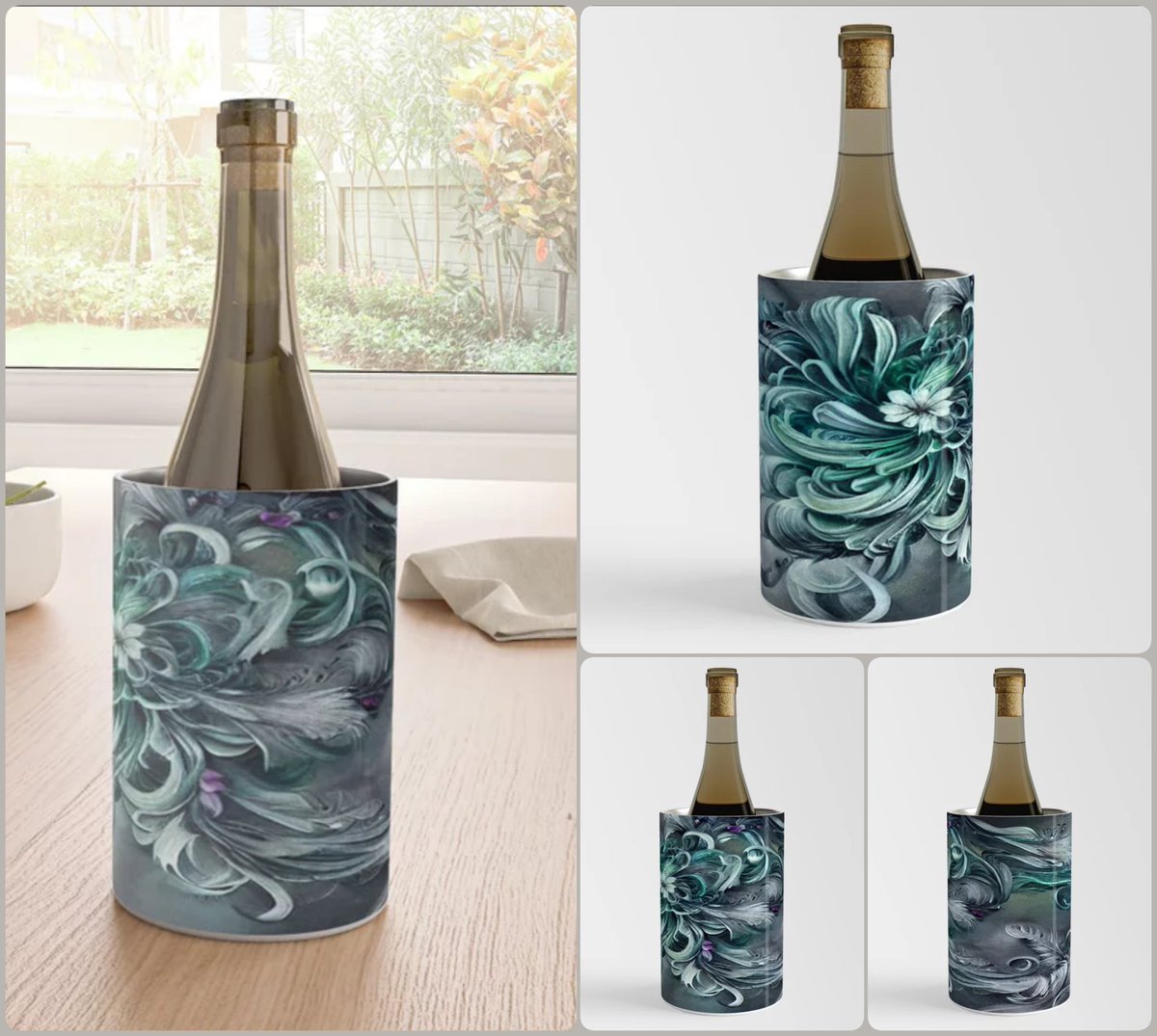 Cascading Elegance Wine Chiller~Art Exquisite!~ #coasters #gifts #trays #mugs #coffee #society6 #travel #coolers #artfalaxy #art #accents #modern #trendy #wine #water #interior #placemats #tablecloths #runners #purple #green #black #gray society6.com/product/cascad…