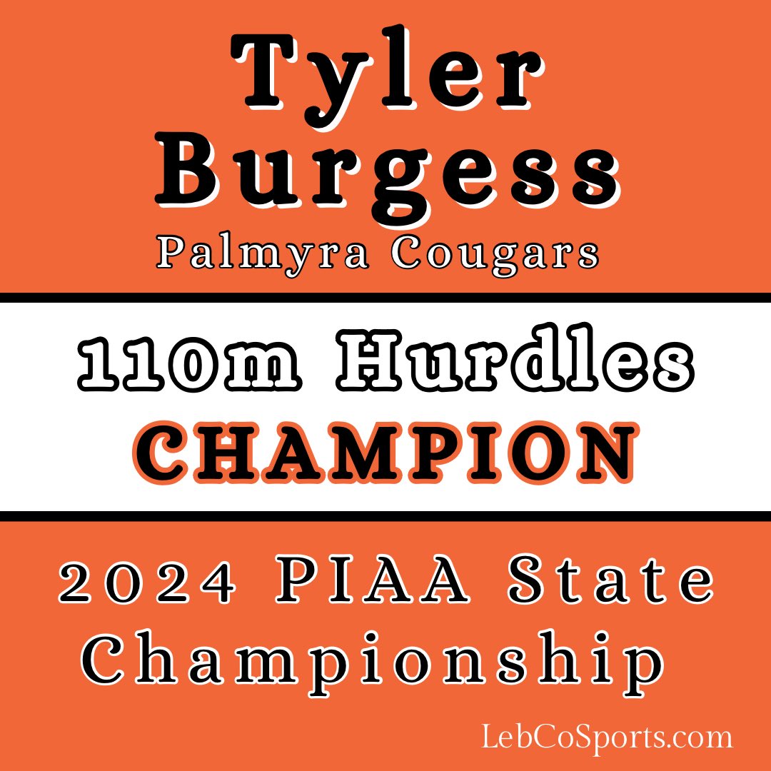 LebCoSports.com (@lebcosports1) on Twitter photo 13.74!!! Palmyra’s TYLER BURGESS does it!!! He is the State Champion!!! Well done!!! Congrats!!!
<a href="/PAHSTrack_Field/">Palmyra Track & Field</a> 13.74!!! Palmyra’s TYLER BURGESS does it!!! He is the State Champion!!! Well done!!! Congrats!!!
<a href="/PAHSTrack_Field/">Palmyra Track & Field</a>