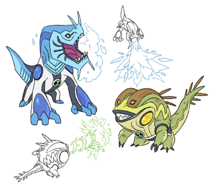 Yokaiju1's tweet photo. Ben 10 aliens redesigns- OS additionals part 3
Arctiguana and Spitter https://t.co/fyCSxTuSHk