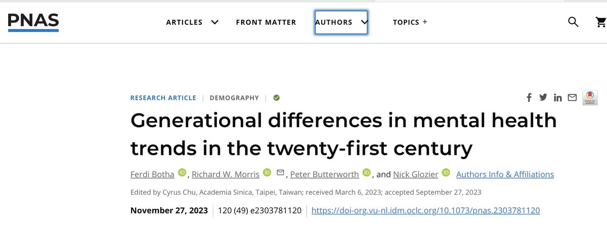 20 years of data from large, nationally representative panel survey (N = 27,572): Strong evidence that cohort effects drive worsening in population-level mental health. Effects most pronounced among people born in the 1990s, lesser among 1980s cohort.