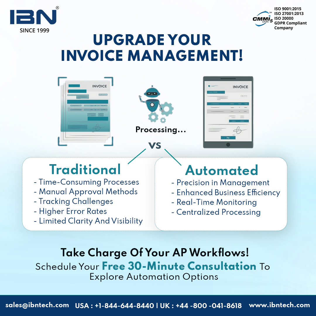 Transform your accounts payable with automation! Experience faster, more accurate invoice processing with real-time monitoring and enhanced efficiency. Book your free consultation - bit.ly/3wVYgBh

#ibntech #invoiceprocessing #APautomation #automation #invoices