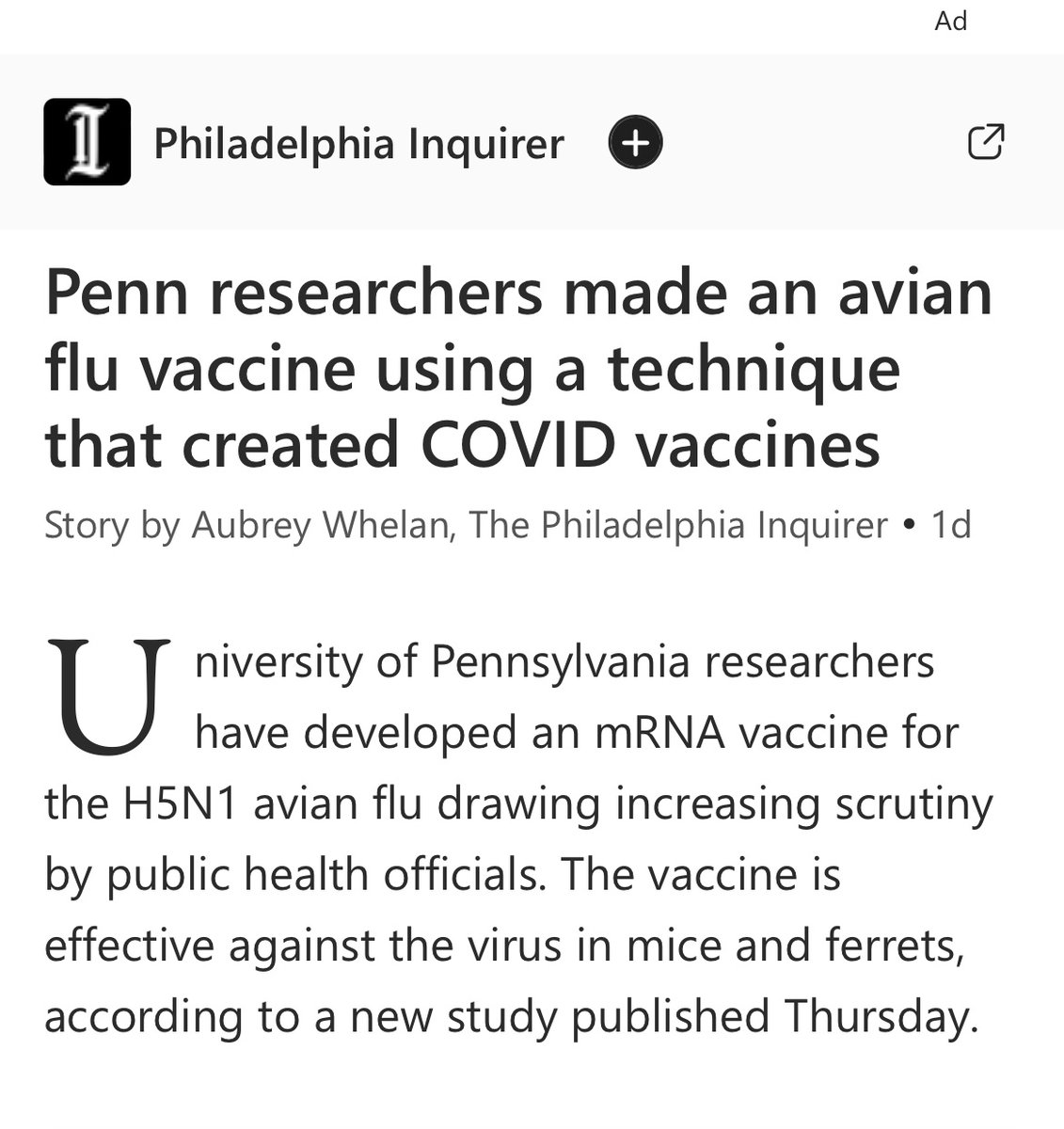 Oh look! Avian flu vaccine is just in time to save us. Isn’t that convenient? 🤡
