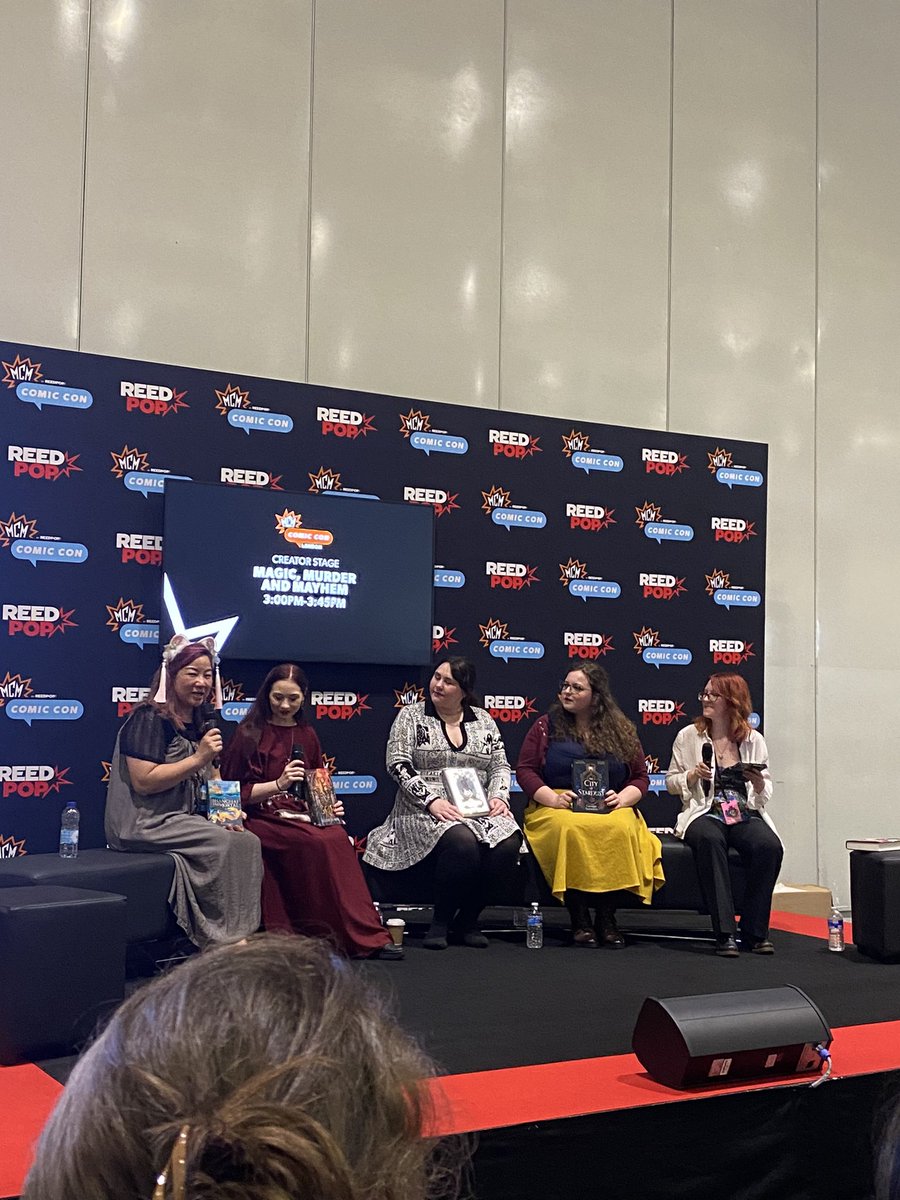 #MCMComicCon Day 1 kicking things off the only way we know how with Magic, Murder and Mayhem ft @s_t_gibson @ay_chao @ge_summers Elizabeth May and chaired by @silvanhistorian @angryrobotbooks @Daphne_Press @UKTor @hodderscape