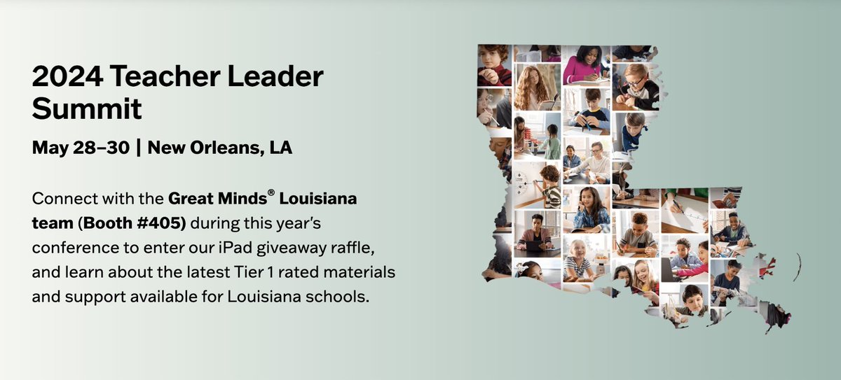 GreatMindsEd's tweet image. Join us at this year's Teacher Leader Summit for free professional development sessions! Click the link for more information, including a full schedule of Great Minds offerings taking place during the summit: ow.ly/9QqP50RV1In 

#LAteacherleaders #laed
