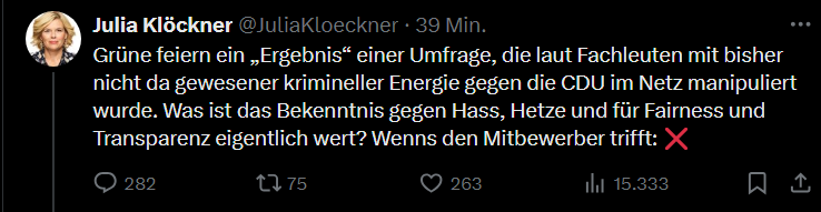 Läuft da irgendwie ein 'Wir sind die größeren Opfas von die AmpelSchiwaine!' Wettbewerb mit den #ekelhAfD|en?
Oder ist die Julia komplett abgedriftet?
#NieWiederCDU