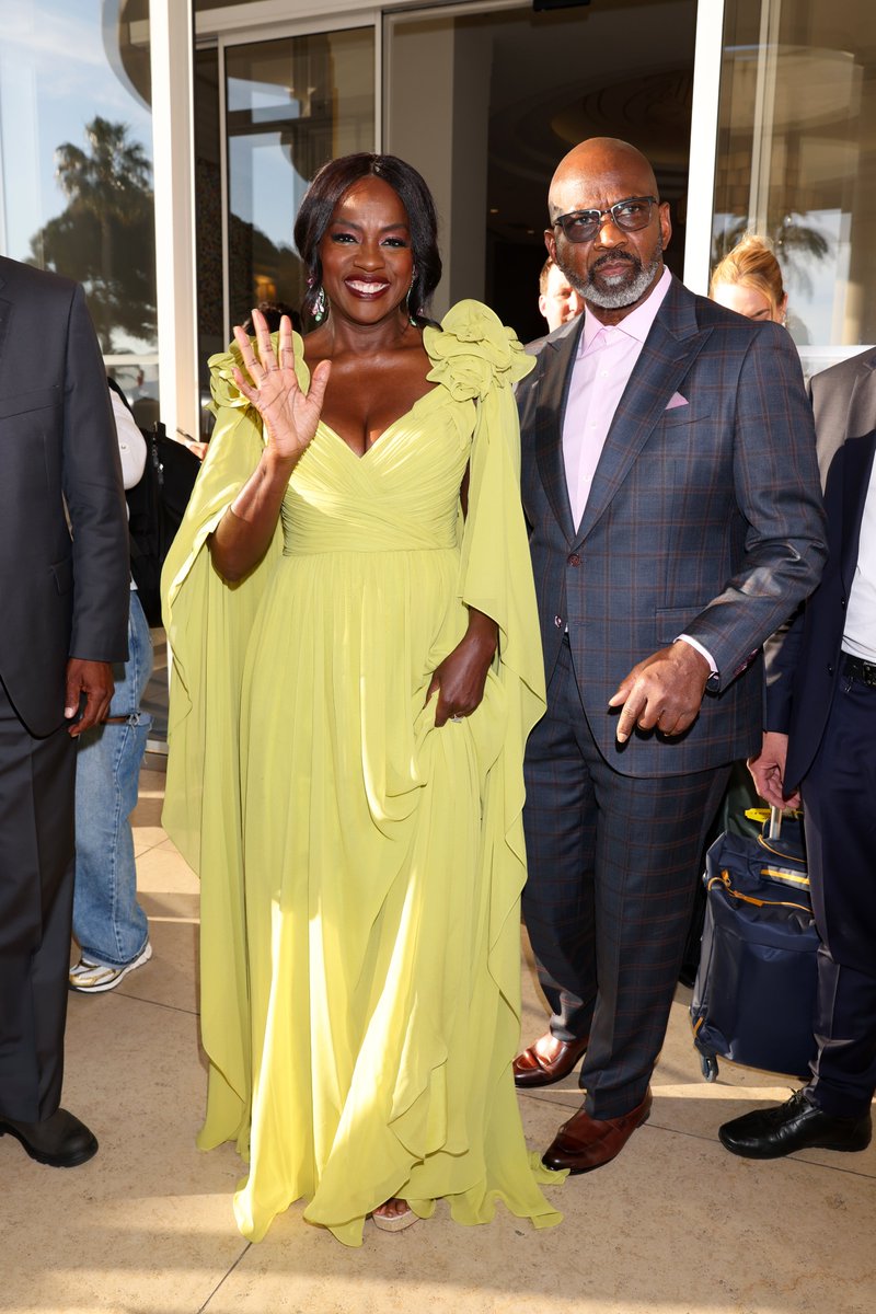 Viola Davis and Julius Tennon seen outside hotel Martinez during the 77th Cannes Film Festival.