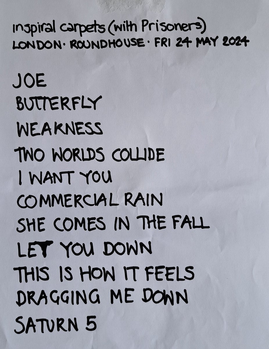 Last night's excellent set list from @inspiralsband
