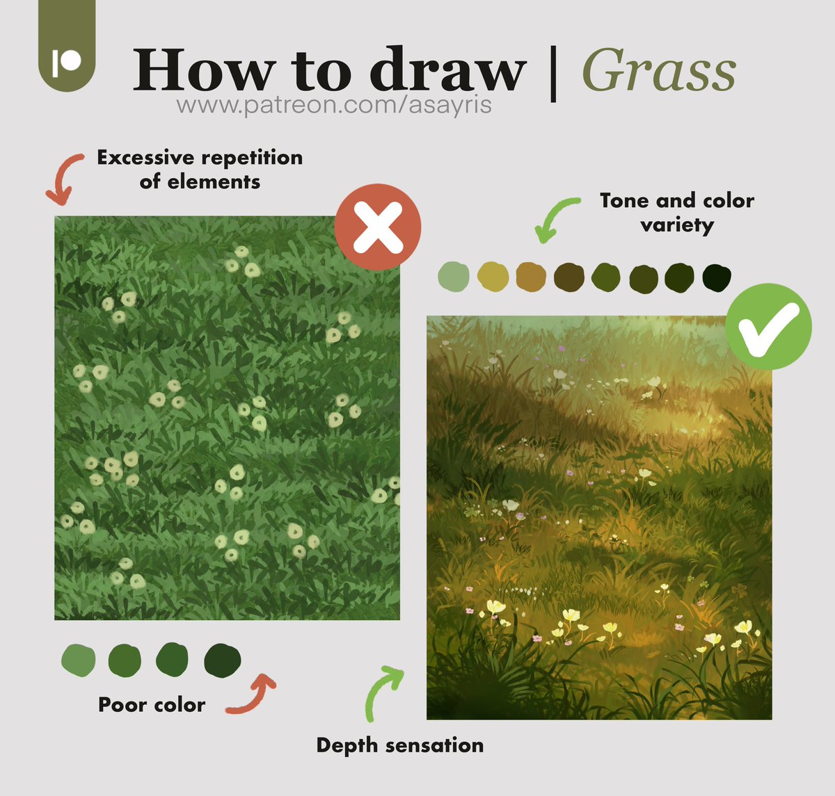 How to draw grass 🌿✍🏻