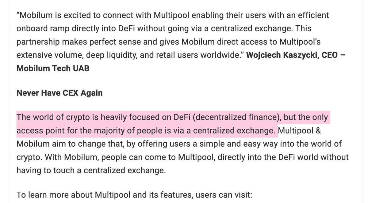 Multipool Enters Partnership with Mobilum Offering Users Fiat to #DeFi On/Off Ramp Link: thenewscrypto.com/multipool-ente…