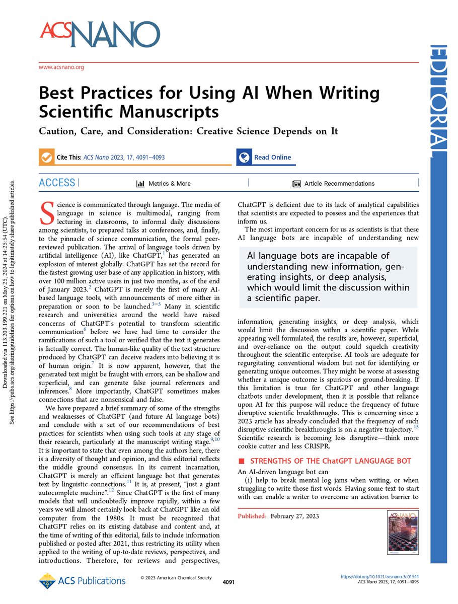 Best Practices for Using AI When Writing Scientific Manuscripts (1/3)