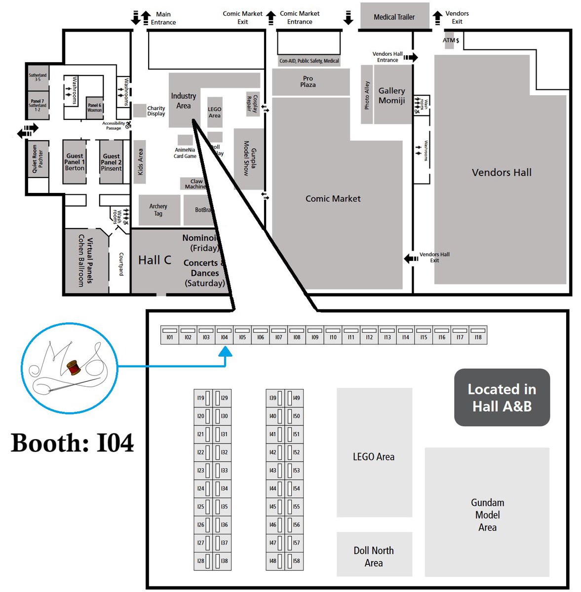 MagicandStitch's tweet photo. Day 2 at @anime_north let’s go!

Industry Hall A/B booth I04, right by the main entrance on the left wall! https://t.co/kpjBY1xwS8