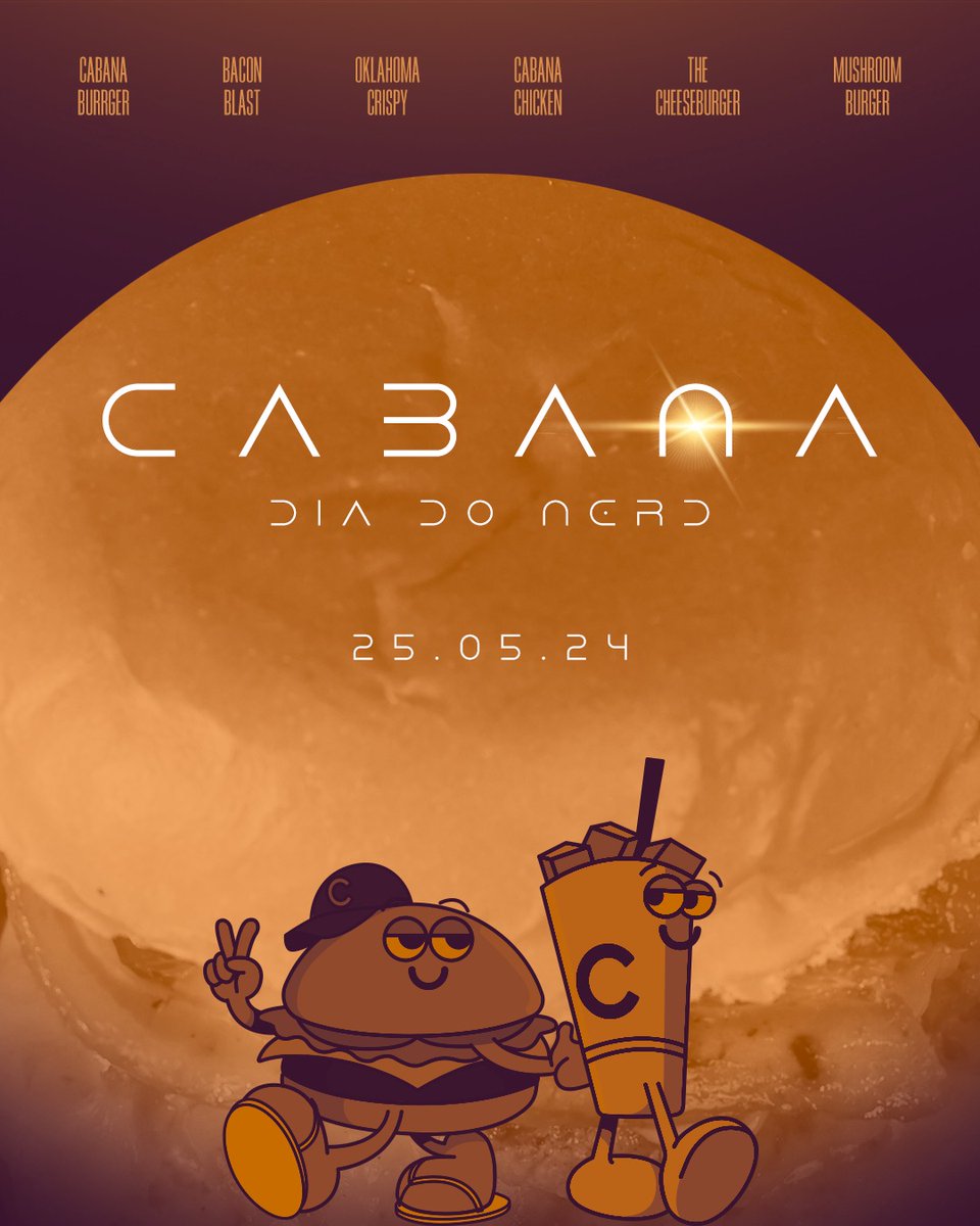 cabanaburger's tweet photo. Don't Panic and amasse um Cabana Burger! No Dia do Orgulho Nerd 🤓, vim fazer a boa pra você passar do boss da fome. Se liga 👀:

Usando o cupom NERD15 (PIN142) no meu app, você tem 15% OFF para subir de nível e experimentar as novidades do meu cardápio.

Destrave um Cabana Burger hoje. Aproveite!