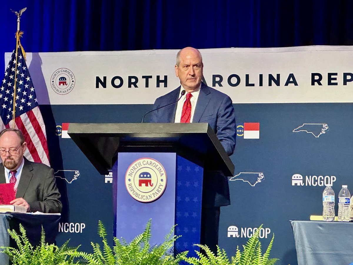 Our future NC Attorney General @danbishopnc kicked off the 2024 @NCGOP Convention this morning in Greensboro! Woot! 🇺🇸💪👏