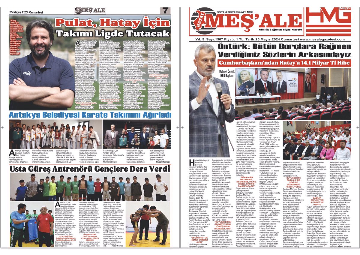 25/05/2024 Hatay Meş’Ale Gazetesi
<a href="/RTErdogan/">Recep Tayyip Erdoğan</a> <a href="/tcbestepe/">T.C. Cumhurbaşkanlığı</a> <a href="/HatayValiligi/">T.C. Hatay Valiliği</a> <a href="/MustafaMasatli/">Mustafa Masatlı</a> <a href="/_huseyintutar68/">Hüseyin Tutar🟢 🇹🇷</a> <a href="/HatayNd/">Bayındır Memur-Sen Hatay 💚🇹🇷💚</a> <a href="/HikmetCincin/">Hikmet Çinçin</a> @AntakyaTso <a href="/Antakyatb/">Antakya Tic. Borsası</a> <a href="/inaciyapar/">İbrahim Naci Yapar</a> <a href="/AntakyaBld/">Antakya Belediyesi 🇹🇷</a> <a href="/ANTAKYAMEM/">ANTAKYA İLÇE MİLLİ EĞİTİM MÜDÜRLÜĞÜ</a> <a href="/AhmetTecimen/">Ahmet Tecimen</a> <a href="/hamitbal31/">Hamit Bal</a> <a href="/mehmetonturktr/">Mehmet ÖNTÜRK</a> <a href="/nerminyldrmkara/">Nermin Yıldırım KARA</a>  <a href="/RifatSari72/">Rıfat SARI 🇹🇷</a> <a href="/akpartilhatay/">AK Parti Hatay</a>