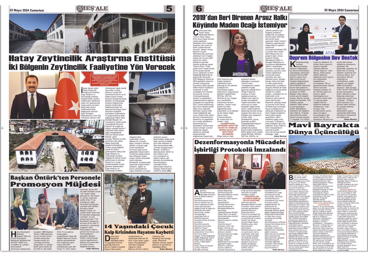 hatay_mesale's tweet photo. 25/05/2024 Hatay Meş’Ale Gazetesi
@RTErdogan @tcbestepe @HatayValiligi @MustafaMasatli @_huseyintutar68 @HatayNd @HikmetCincin @AntakyaTso @Antakyatb @inaciyapar @AntakyaBld @ANTAKYAMEM @AhmetTecimen @hamitbal31 @mehmetonturktr @nerminyldrmkara  @RifatSari72 @akpartilhatay https://t.co/GTpT4pg43F
