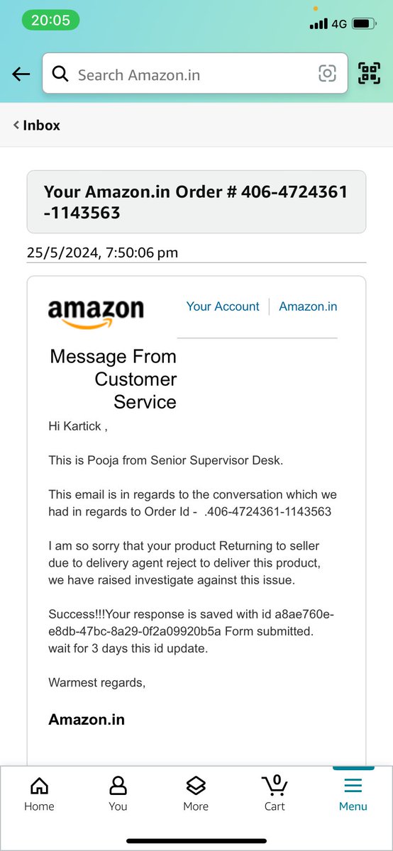 notGeetanjali's tweet photo. @amazonIN is this even a complain lodgement? Pooja says that it was a favour to you that we have raised on your behalf. Can someone senior help? https://t.co/1KLRDwd2ho