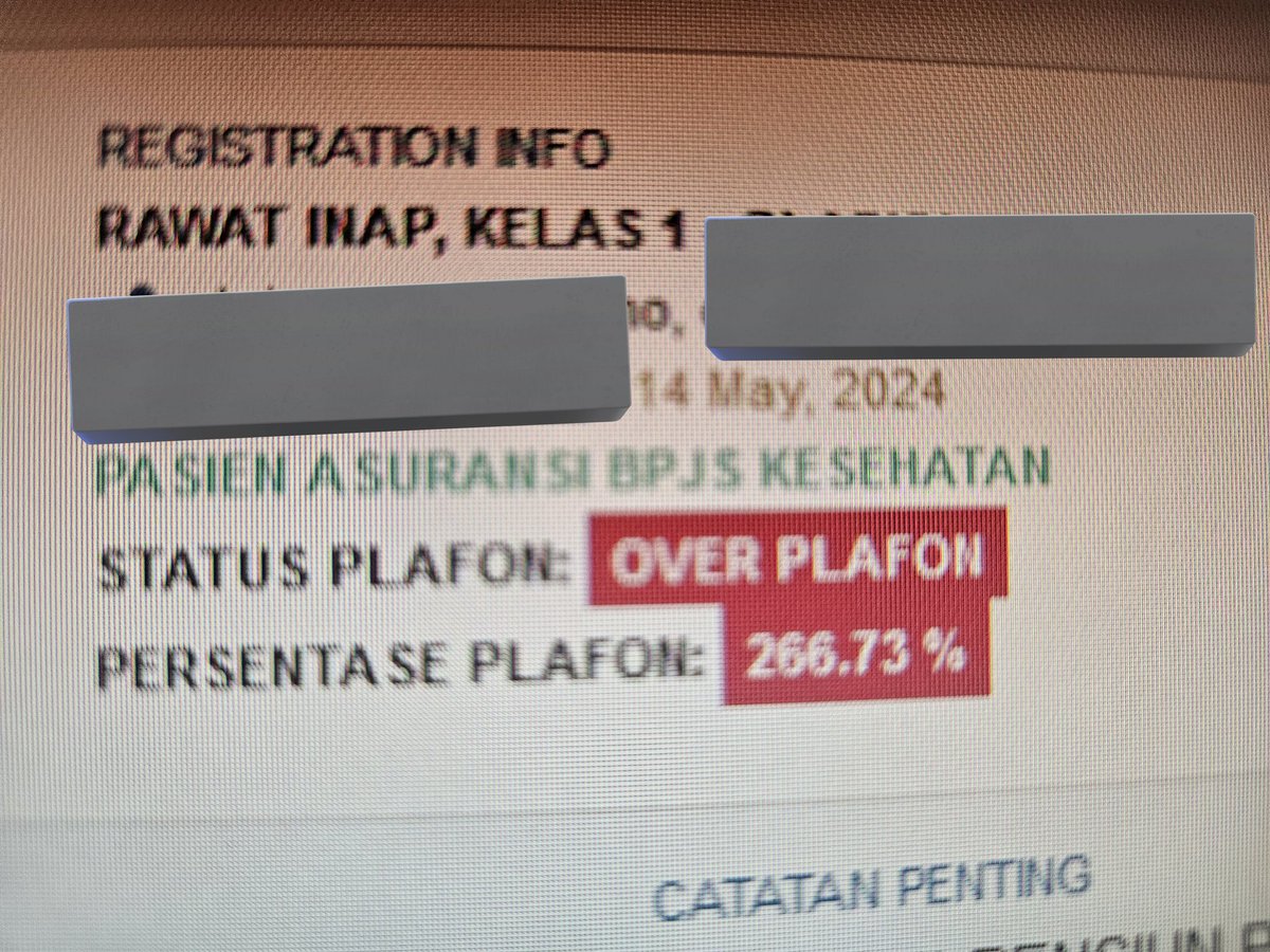 @inem_gembrot Pasien BPJS yg dirawat inap itu dibayar per paket penyakit, bukan per lama hari rawat, bukan  berapa banyak dokter yg merawat, bukan berapa banyak obat dan tindakan yg dipakai..

Kadang pasien belum layak pulang, tapi paketnya dah habis, RS kasih toleransi sampai pasien layak