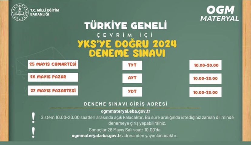 Sınav öncesi deneme sınavlarını kaçırmayalım gençler .