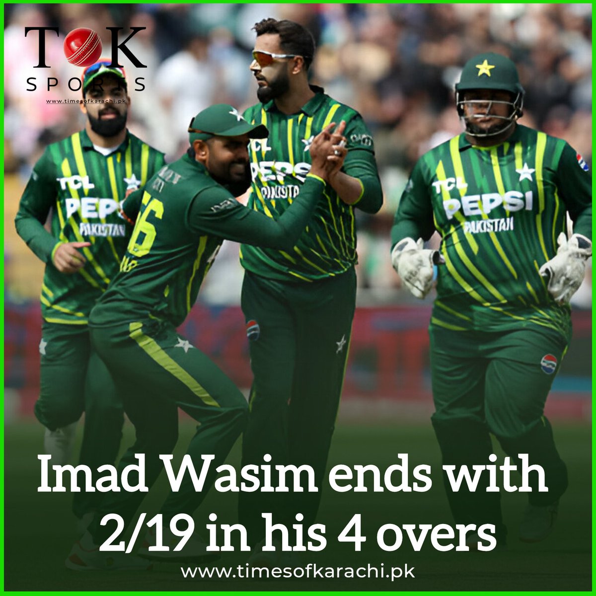 Imad Wasim delivers an outstanding spell, conceding just 19 runs and taking 2 wickets in his 4 overs. #TOKSports #ImadWasim #PAKvENG