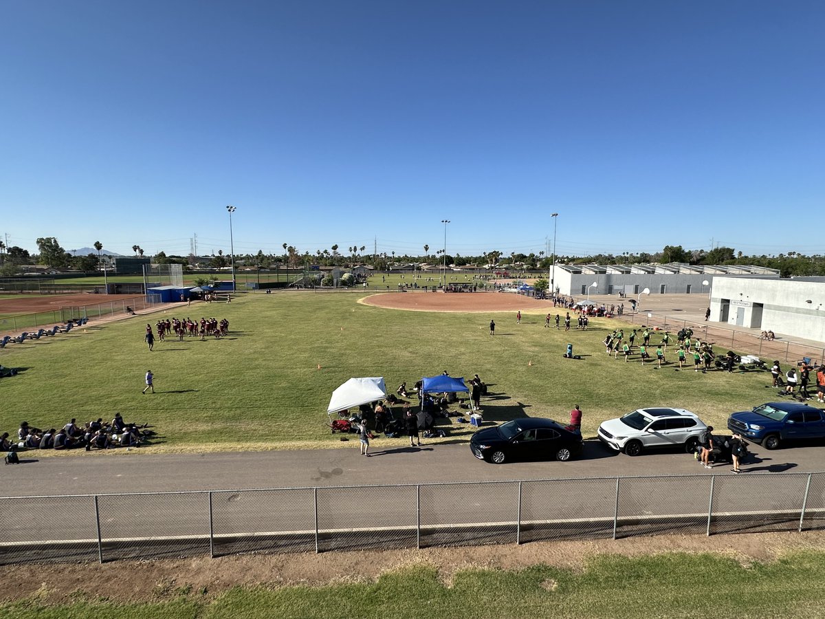 We’re live starting at 8 from the @gottabelieveac 7s and big man championship at Dobson High School. Teams spread out across the campus. A lot of great guests lined up so make sure to tune in to @1580TheFanatic.