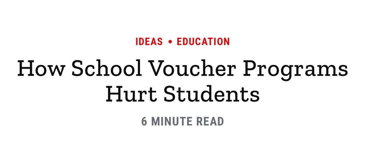 And for the voucher schemes we *did* get data for before the voucher lobby shut down data access after 2019? The last decade of results have been catastrophic for kids. Re-upping my piece @TIME 👇 time.com/6272666/school…