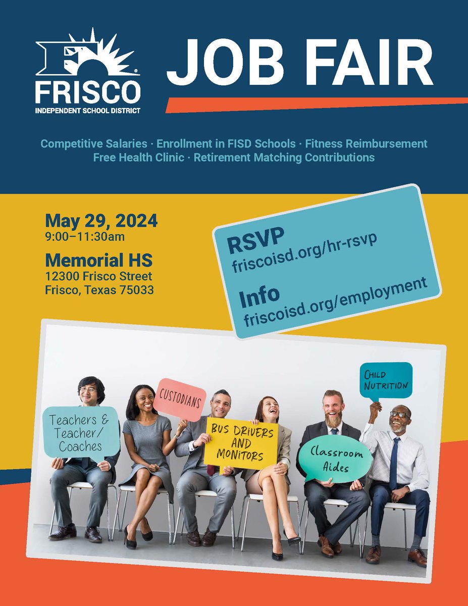 It's almost time for the Frisco ISD job fair! Whether you're a seasoned educator or interested in working in education, FISD offers a wide variety of roles to suit your skills and explore your passions. Learn more by visiting: friscoisd.org/employment