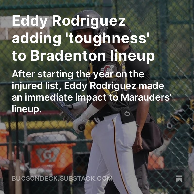 New BoD: Eddy Rodriguez has brought ‘toughness’ to the Marauders lineup. Coincidence or not, the Bradenton record since being activated has showed that. My story from my time in Bradenton on the young prospect. bucsondeck.substack.com/p/eddy-rodrigu… @IBWAA #LetsGoBucs
