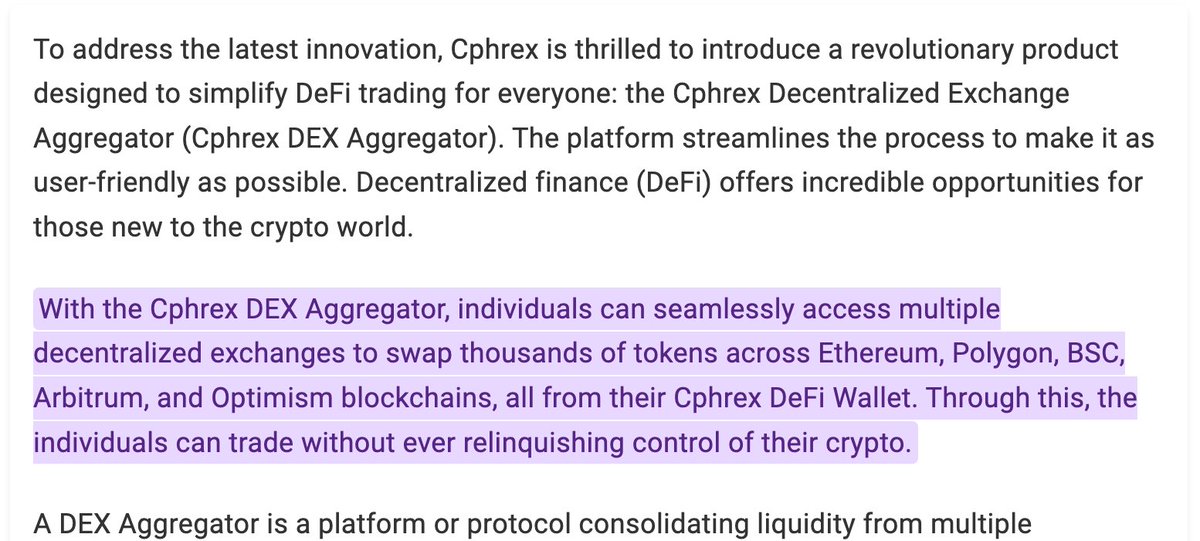 DEFI SECURITY 💥 With the Cphrex DEX Aggregator, people can seamlessly access multiple decentralized exchanges to swap thousands of tokens across chains, all from their Cphrex #DeFi Wallet. Through this, individuals can trade without ever relinquishing control of their #Crypto