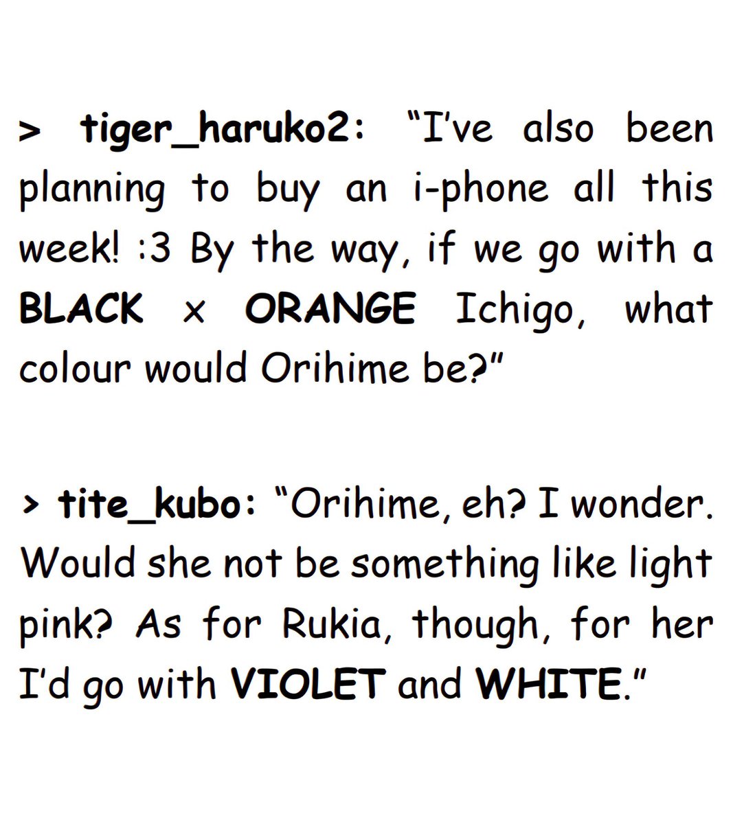 kaylee2908's tweet photo. “Eh you want to know about Orihime? Anw here is something about Rukia that matches perfectly with Ichigo~~” https://t.co/TooABhLoqr