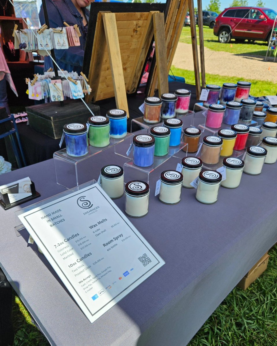 swearcandleco's tweet photo. Good Morning! We are at the Dixon Autumn Harvest Winery in Chippewa Falls. We're in the center of Tentville, Row 4 Booth 30. Come by and say hi, especially if you LOVE scented candles. We got free smells!

#shopsmall #veteranowned #handmade #scentedcandles #SmallBusinessOwner https://t.co/pzOXZvquUs