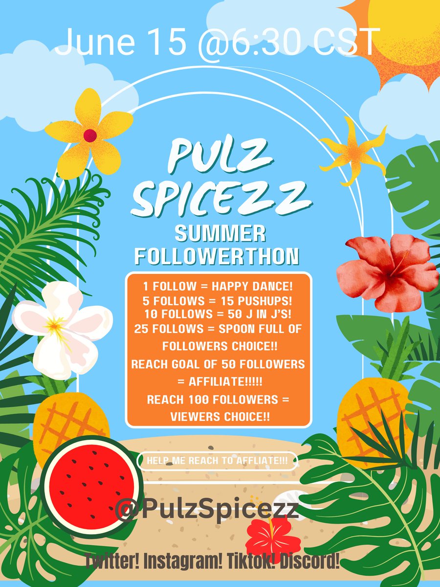 PluzSpicezz's tweet photo. See u there!! 🌞🏄🌦️🌅 #twitch #streamer #fyp #foryoupage Lets Reach Affiliate!! https://t.co/sd7g4Lbnr6