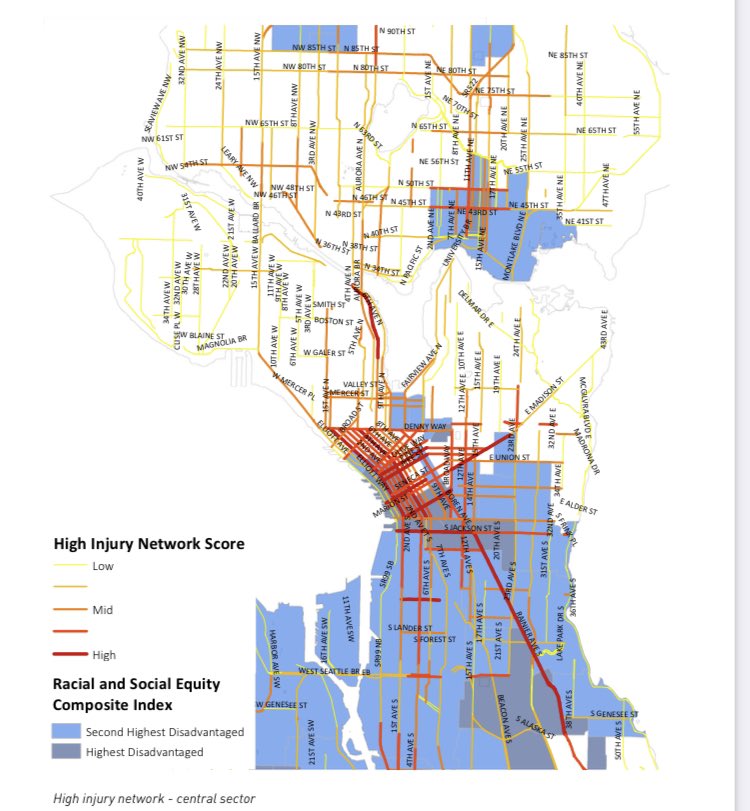 Three people were killed while traveling on our streets this week - on 4th Ave S, Aurora Ave N, and Boren Ave. Absolutely heartbreaking, but not surprising. Why? All these tragedies happened on multilane arterials identified as “high injury network” streets by SDOT. #VisionZero