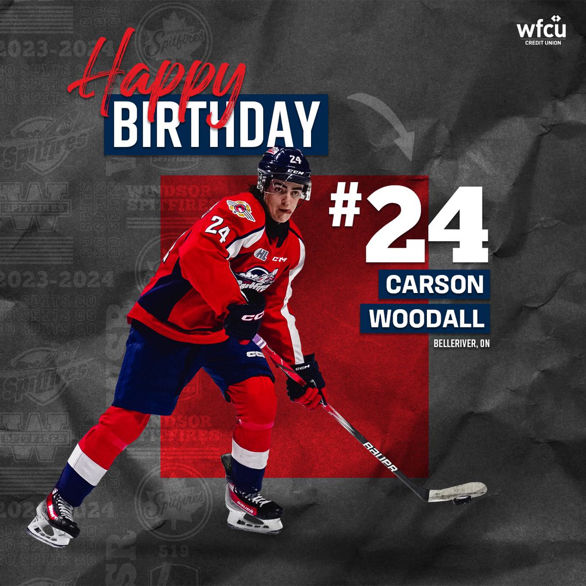 Wishing a happy birthday to Carson Woodall today!! 🎉 #WindsorSpitfires
