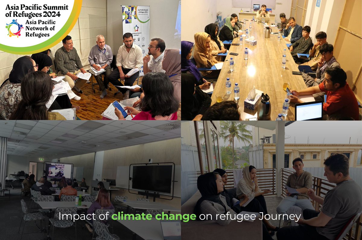 APNORefugees's tweet photo. 🌍🌳 Impact of #climatechange on refugee journeys 
Discussions at #APSOR2024 highlighted the urgent need for more dialogue among Refugee-Led Organizations (#RLOs).

By fostering open dialogue at APSOR dialogue, we address the intersection of climate change and displacement. https://t.co/iNDl7KXgRy