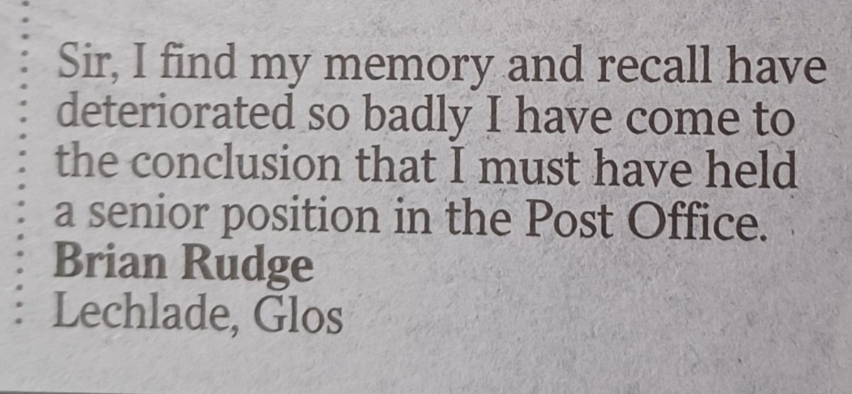 Letter in today's Times