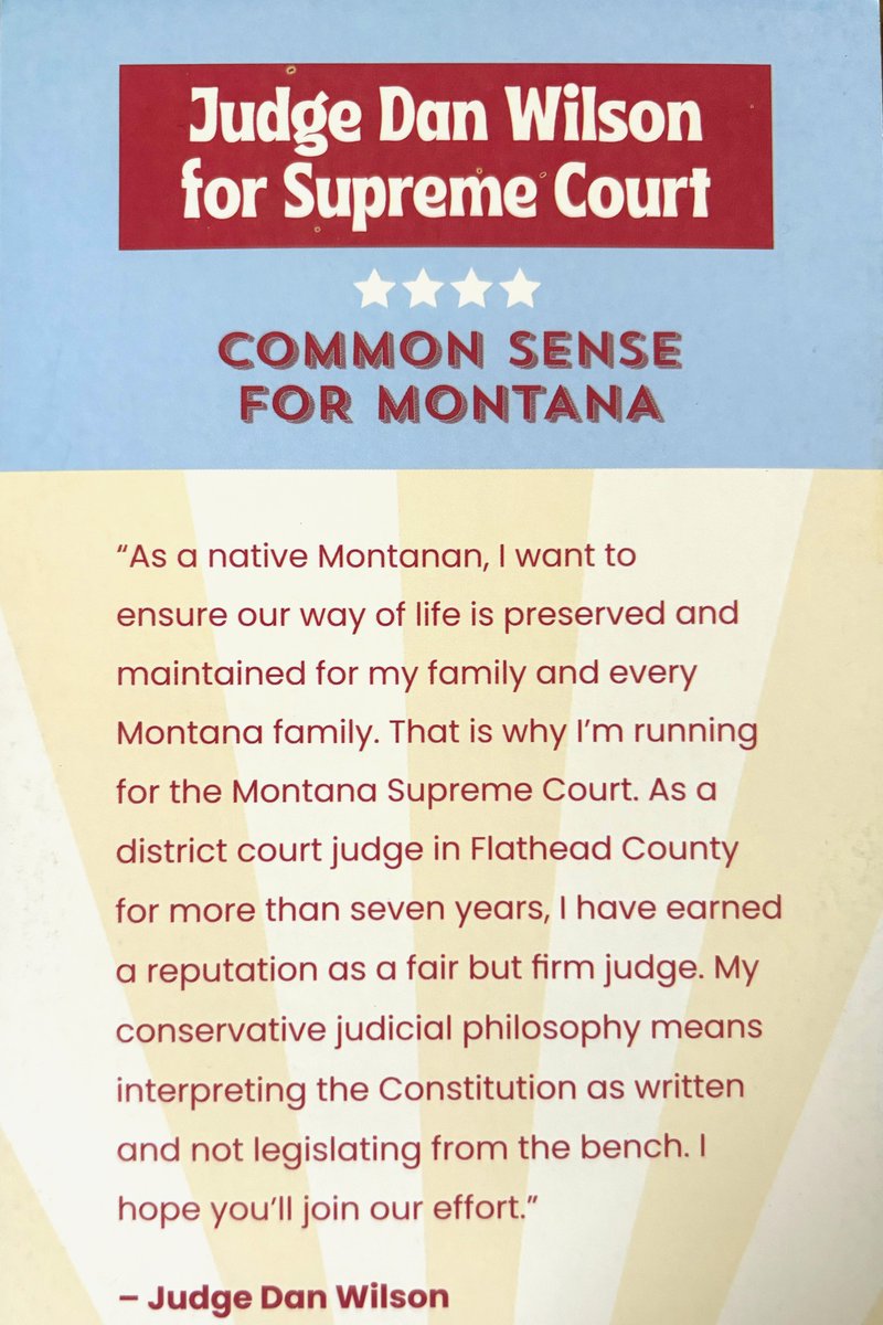 LCMTPatriots's tweet image. The Constitutions matter! Lake County Pachyderms hosted Judge Dan Wilson on May 24. He is as real as it gets. Judge Wilson is the right man for seat #3 in the Montana Supreme Court. For the people, and those who serve the people! #KeepMontanaMontanan #ConstitutionalPrinciples