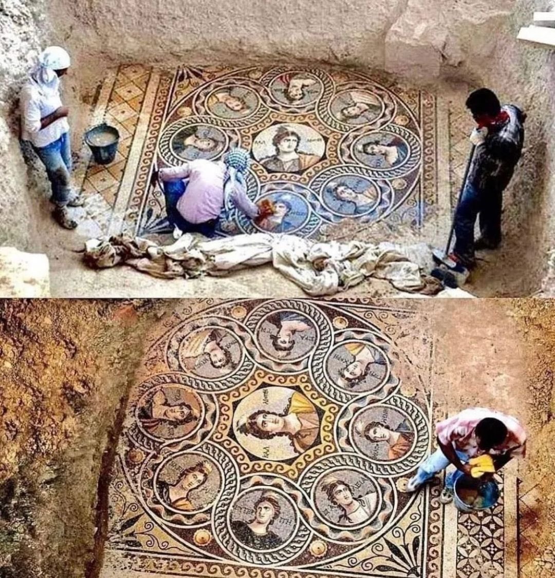 Infographyglob1's tweet photo. Archeologists unearth 2200-year-old mosaics in an ancient Greek city named Zeugma in Gaziantep Province, Turkey.
#Turkey #archaeology #history #KRC20 https://t.co/VWBD5lKLRG