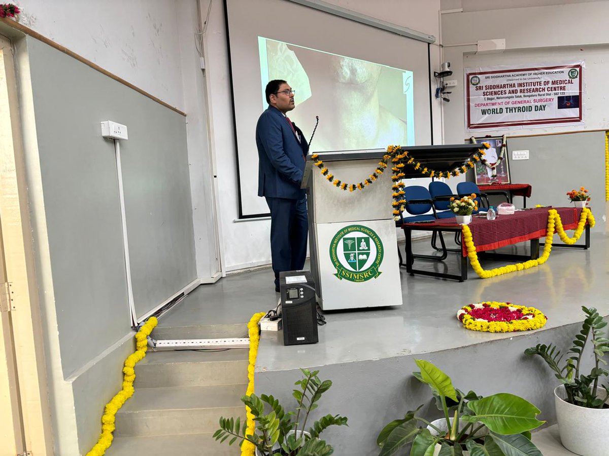 Happy to Share that I had been invited to give guest lecture at Sri Siddhartha Institute of Medical Sciences, T.Begur, Nelamangala 
On the occasion of #WorldThyroidDay2024

Topic : Mamagement of Differentiated Thyroid Cancers

Felt really nice taking lecture for MBBS students.