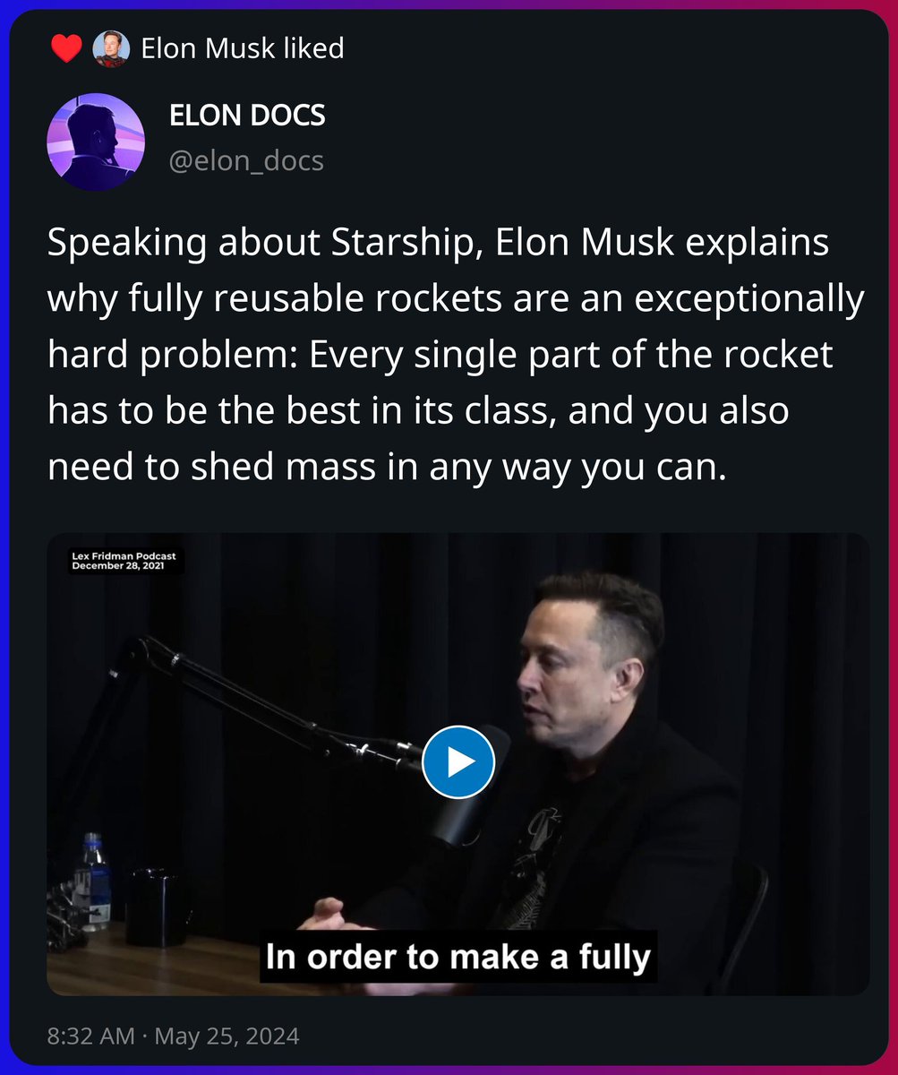 Elon Musk liked a post from ELON DOCS x.com/elon_docs/stat…