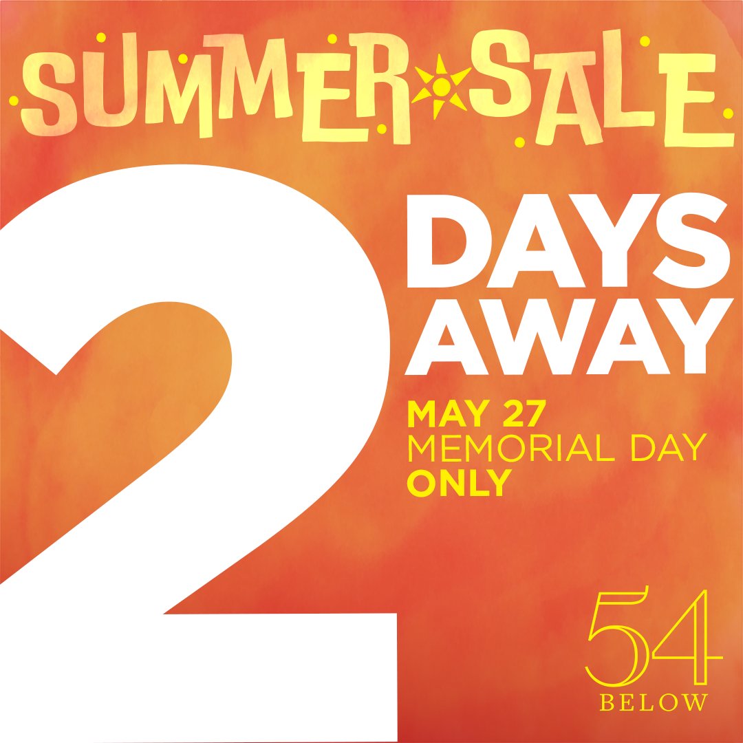 Only two days until our annual Summer Sale returns! This Memorial Day, save 40% on tickets to over 100 shows in our June - August catalogue! Visit 54Below.com/SummerSale for details, and get your tickets on Monday!