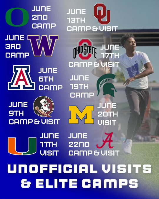 Upcoming visit/camp schedule for 2027 Anaheim (Calif.) Western quarterback Chance Thomas