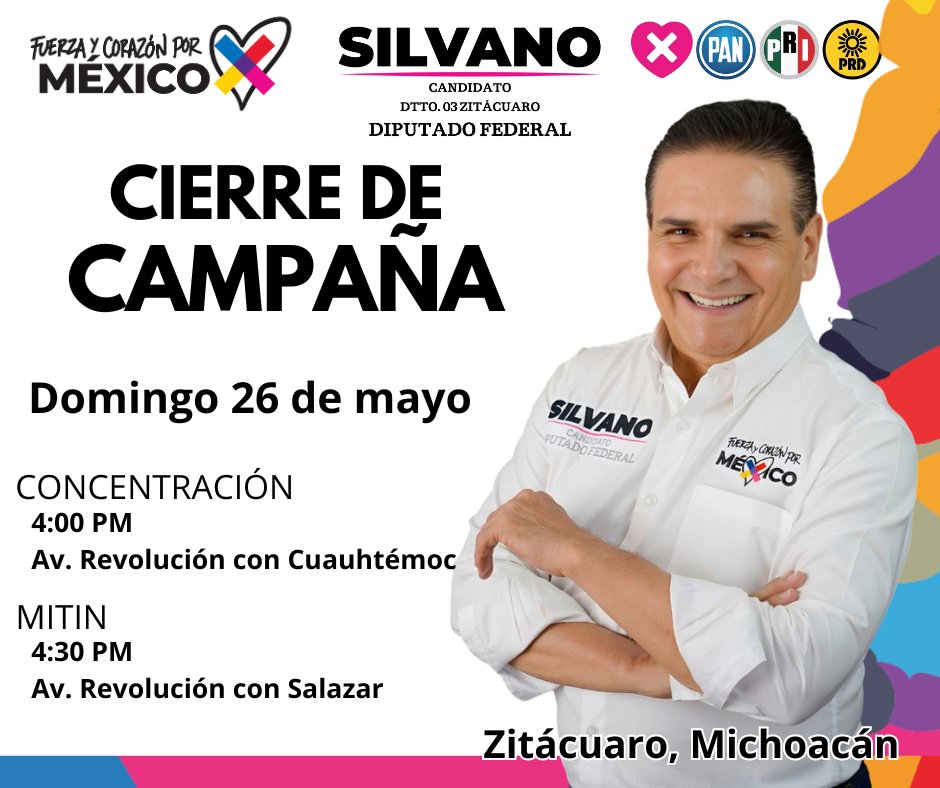 Nos vemos mañana en Zitácuaro para agradecerles todo el acompañamiento, apoyo, motivación y cariño que me dieron durante estos meses. 

Celebremos juntas y juntos, que en pocos días iniciamos el rescate de Michoacán y de México.

¡Viva Michoacán! ¡Viva el Distrito 03!