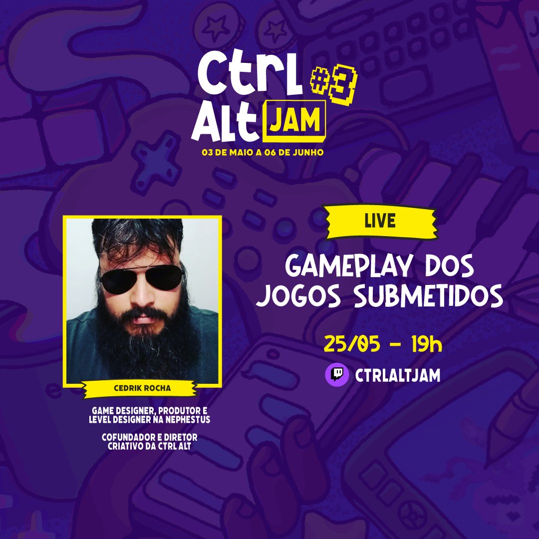 ctrlaltjam's tweet photo. Hoje tem live de gameplay! Ás 19h na nossa twitch!
#ctrlaltjam https://t.co/pnGnKsjf8a