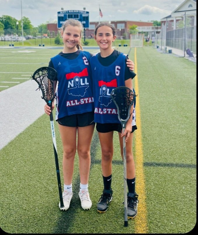 Alex and Arya representing Avon Youth Lax Girls at the All Star game!