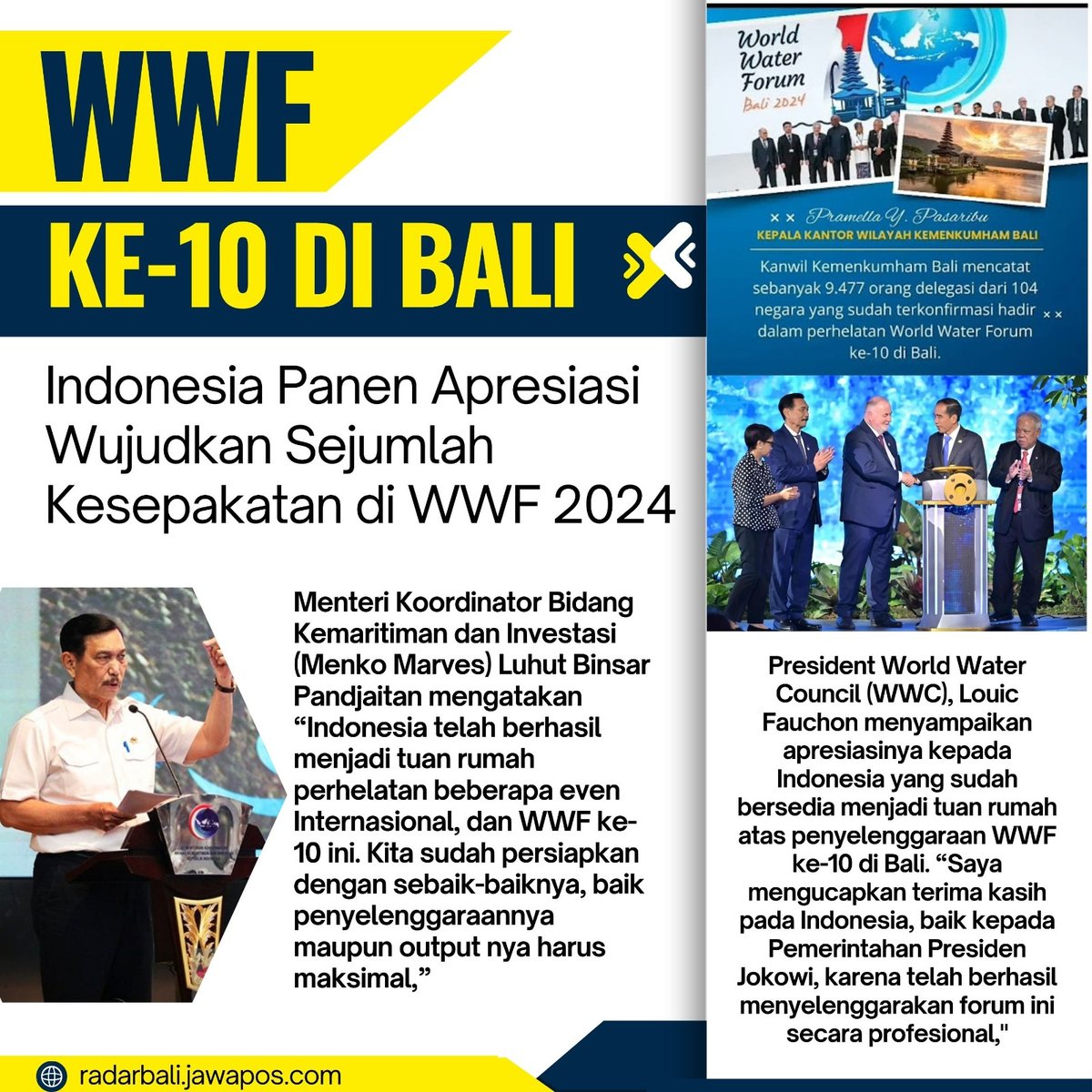Indonesia peroleh banyak apresiasi wujudkan sejumlah kesepakatan di WWF 2024