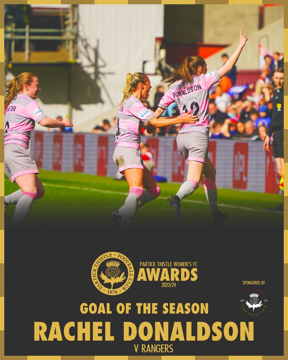 ⚽️Goal of the Season

As voted by the fans, your 2023/24 Goal of the Season sponsored by @Jags_Foundation is..

🚀RACHEL DONALDSON against Rangers in the SkySports Cup Final

👏@rachd_9 

#PTWAwards #BePartOfThis